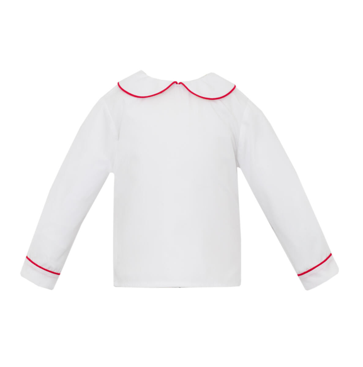 White Knit Shirt With Red Pipping