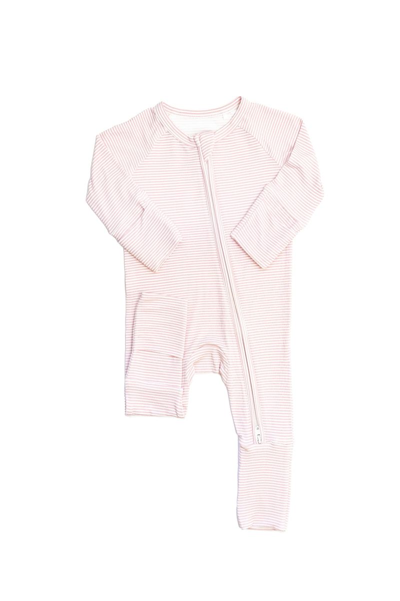 Mini Stripe Sleep Romper | Pink