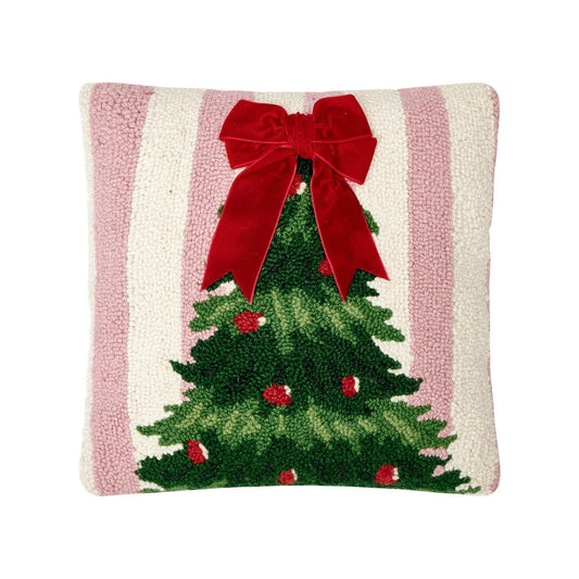 Pink Stripe Tree with Ribbon Hook Pillow