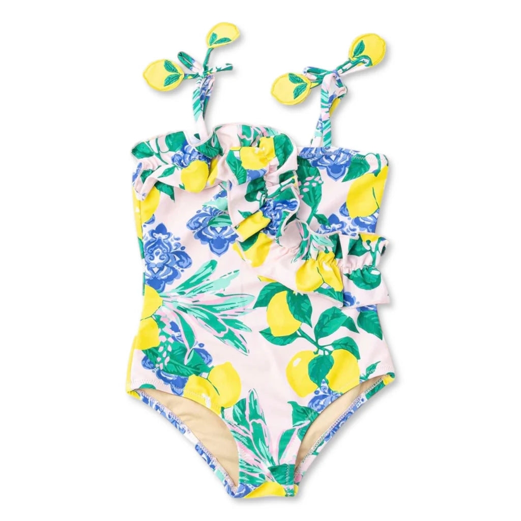 Ruffle Girls One Piece Swimsuit | Santorini Citrus