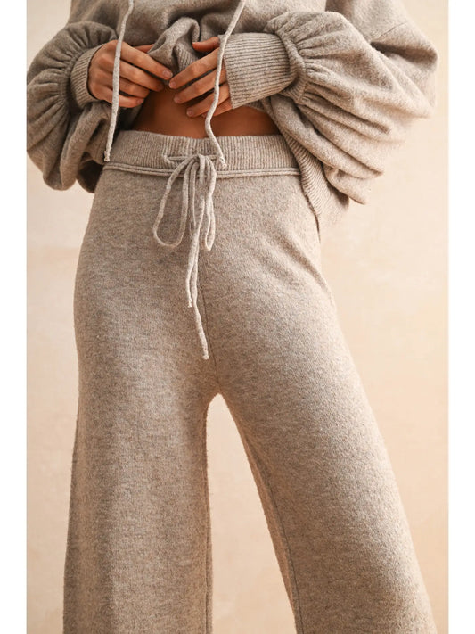 Two Tone Ribbed Waist Band Sweater Set | Oatmeal