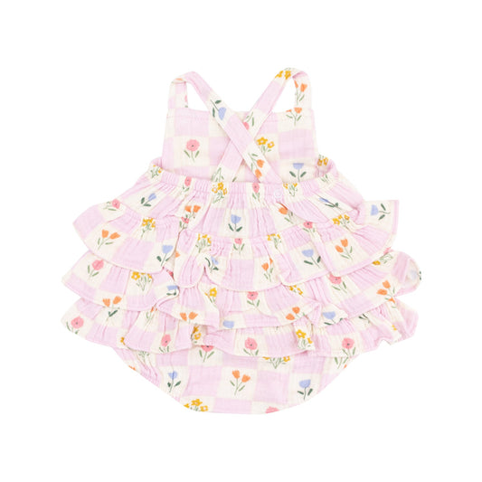 Ruffle Sunsuit | Floral Check