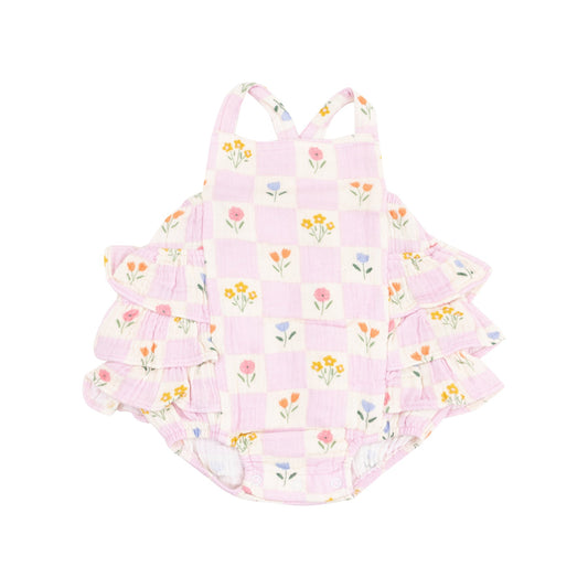 Ruffle Sunsuit | Floral Check