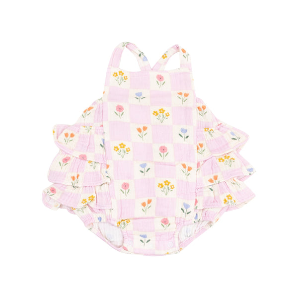 Ruffle Sunsuit | Floral Check