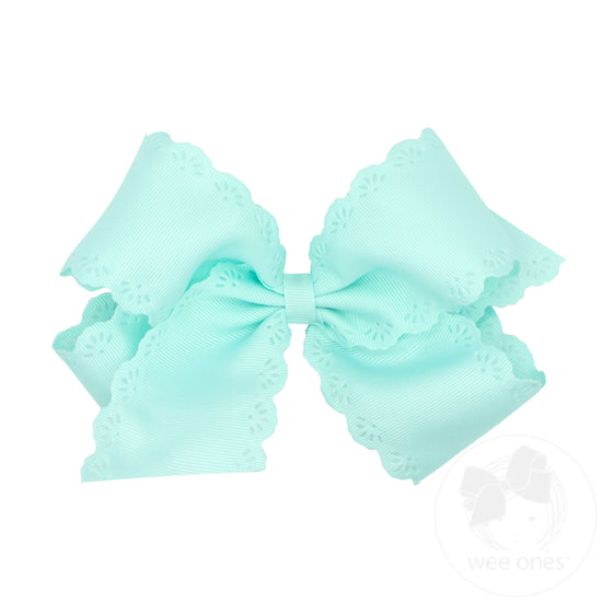 Small King Grosgrain Bow with Eyelet Flower Embossed Edges | Crystalline