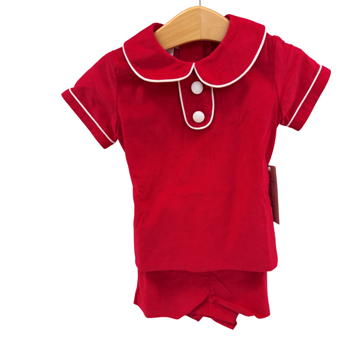 Boy's Red Corduroy Short Set