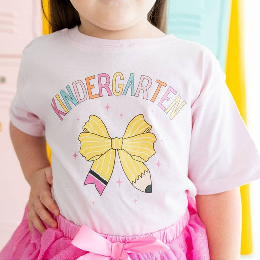 Kindergarten Pencil Bow Short Sleeve T-Shirt