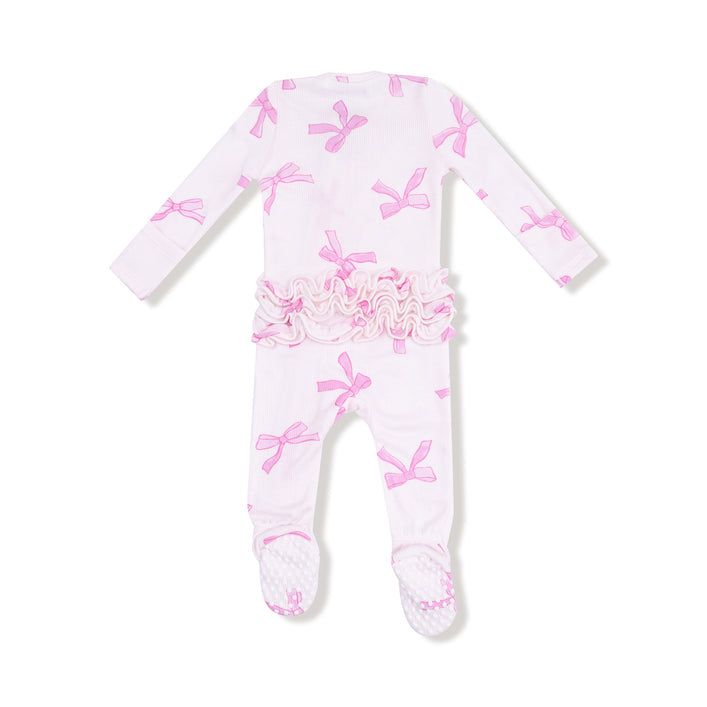 Pretty Bows | 2 Way Ruffle Zipper Footie