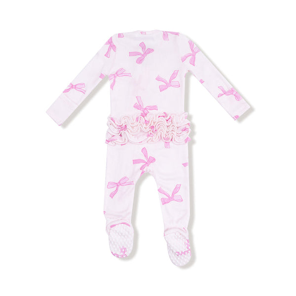 Pretty Bows | 2 Way Ruffle Zipper Footie