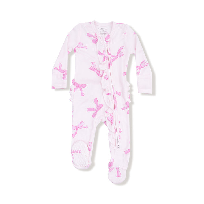 Pretty Bows | 2 Way Ruffle Zipper Footie