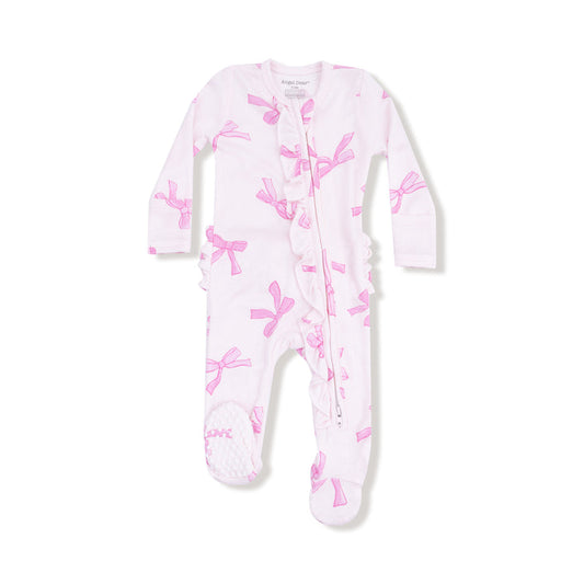 Pretty Bows | 2 Way Ruffle Zipper Footie