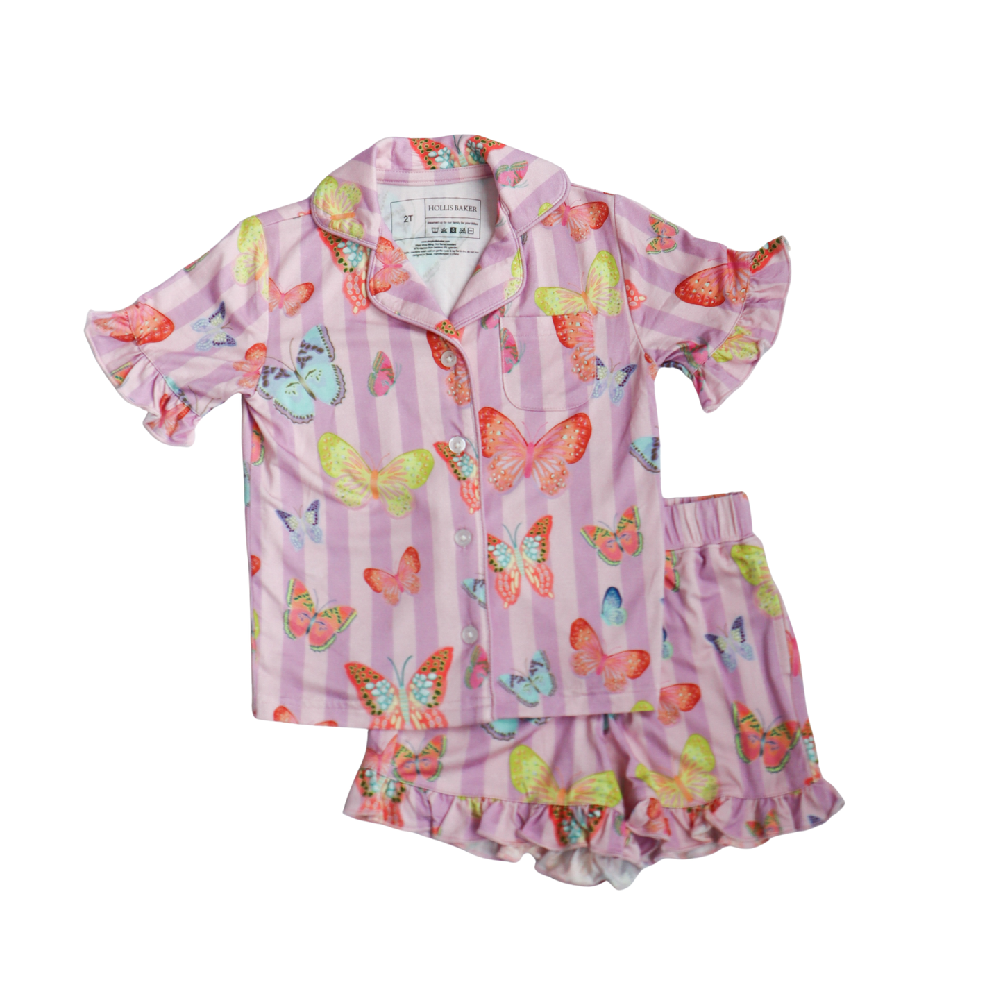 Girls Ruffle Sleep Set | Purple Butterfly