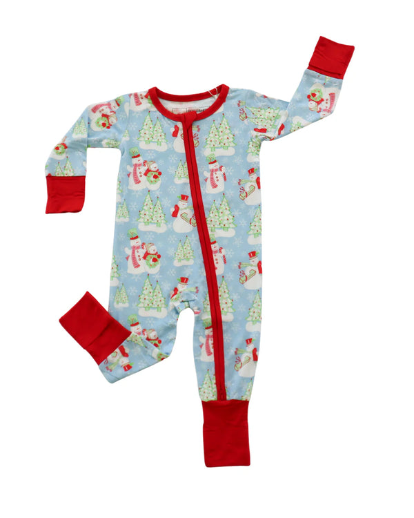 Zipper Romper || Blue Snowman