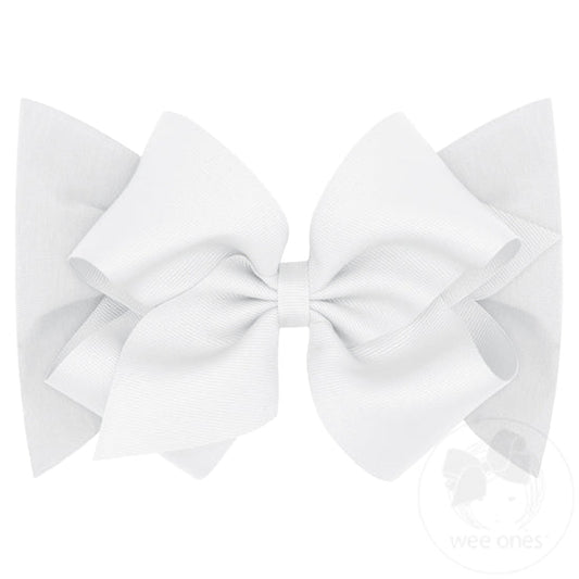 Small King Grosgrain Bow on Jersey Band | Pink or White