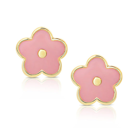Flower Stud Earrings- Pink