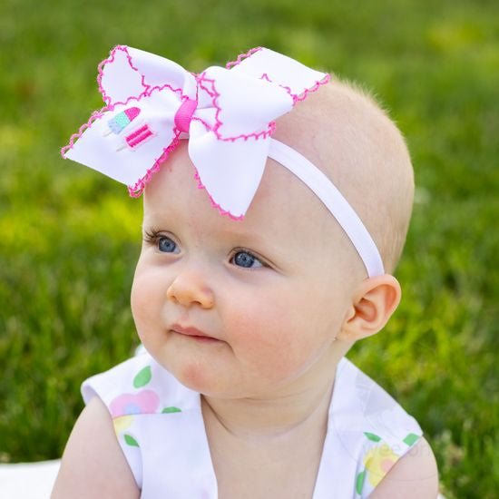 Add-A-Bow Elastic Girls Baby Bands - Two Pack | Red and White