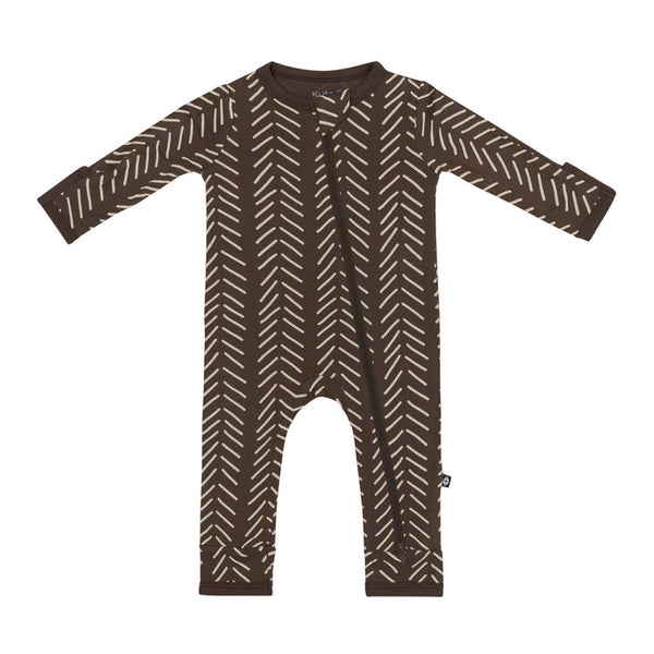 Zippered Romper | Espresso Herringbone