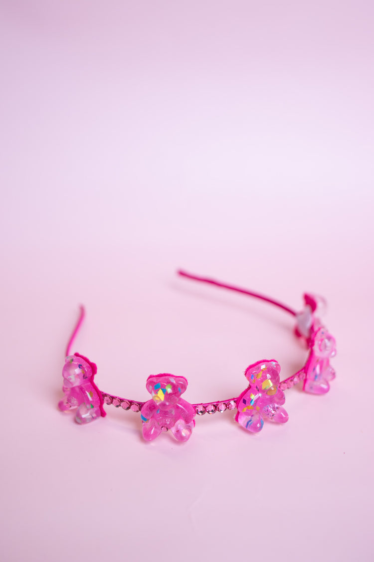 Teddy Bear Crystal Halo Thin Headband | Light Pink, Purple, White or Hot Pink