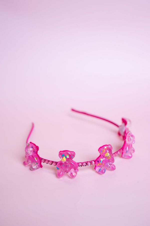 Teddy Bear Crystal Halo Thin Headband | Light Pink, Purple, White or Hot Pink