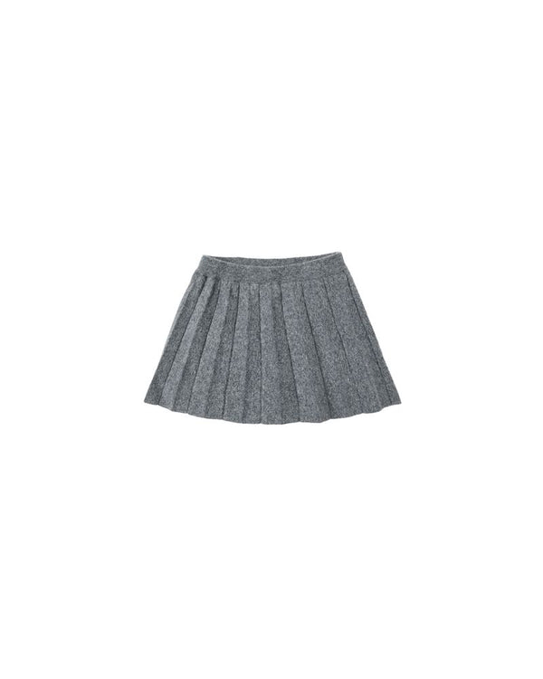 KNIT PLEATED SKIRT || HEATHERED GREY - TEEN
