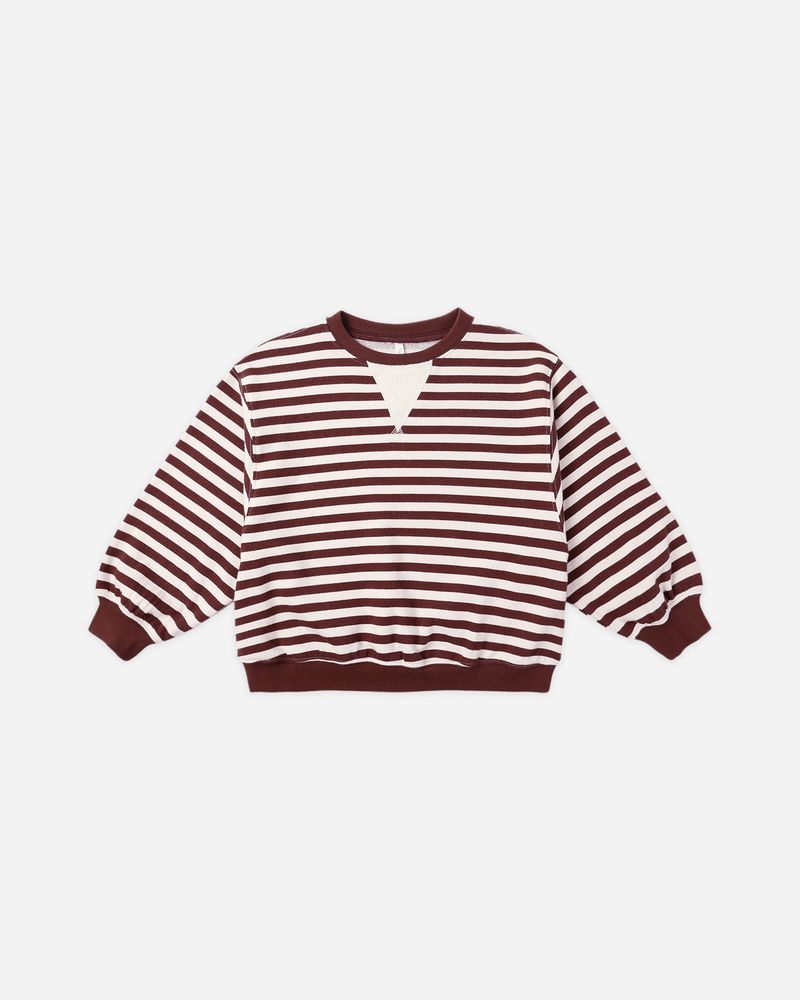 OVERSIZED CREW || BURGUNDY STRIPE