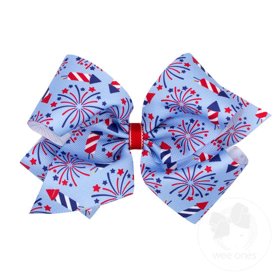 Medium Grosgrain Hair Bow | Millenium Blue Firework