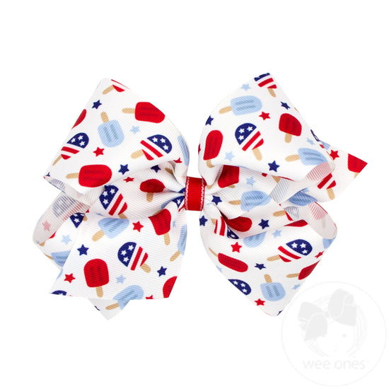 Medium Grosgrain Hair Bow | Americana Popsicle