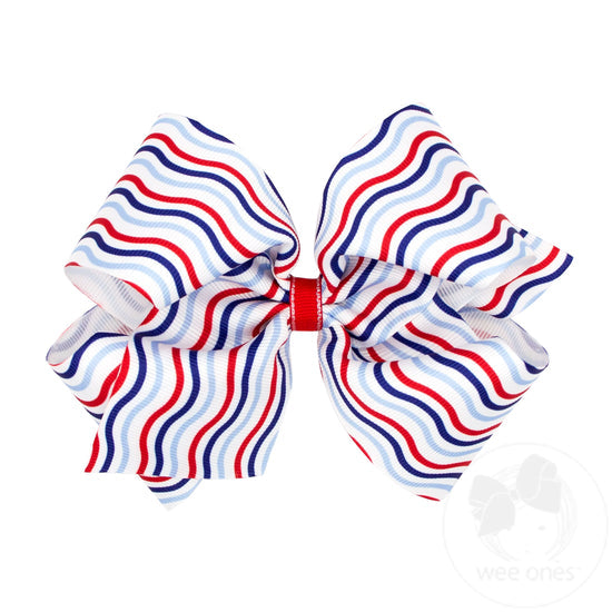 Medium Grosgrain Hair Bow | Americana Stripe