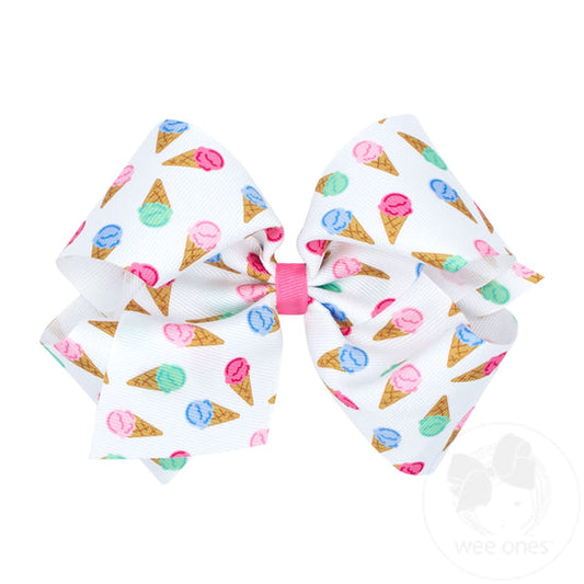 Medium Grosgrain Hair Bow Ice Cream