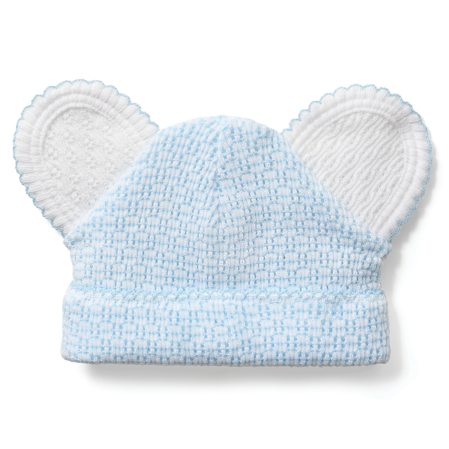 Paty Knit Solid Color Bear Beanie | Blue