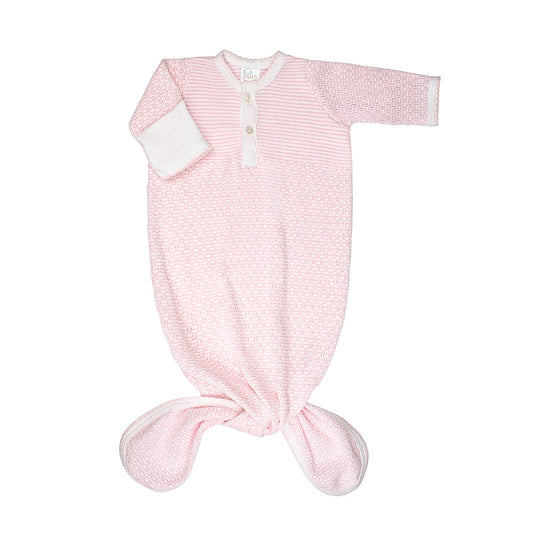 Knotted Placket Gown w Bow | Pink