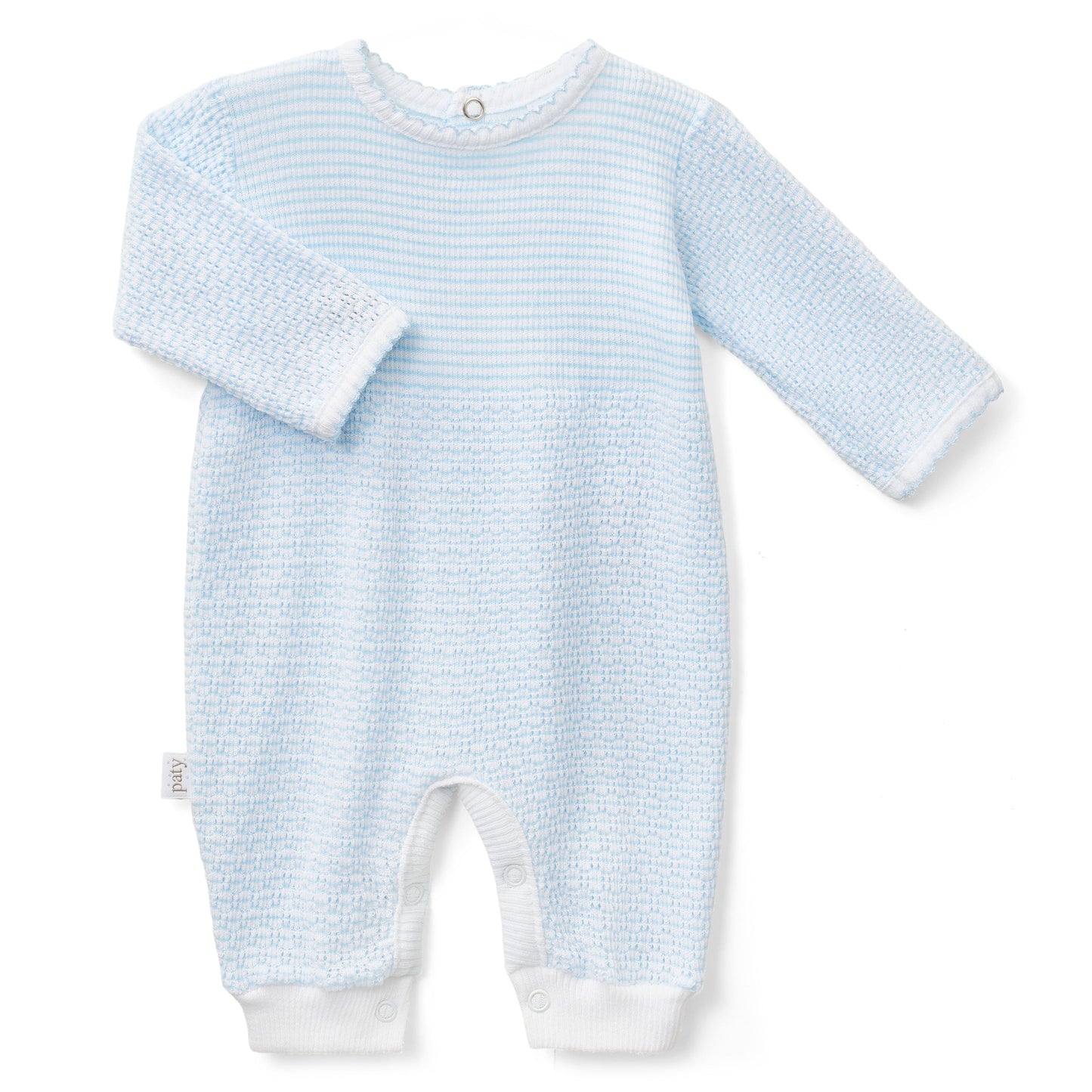 Knit Solid Color Long Sleeve Romper | Blue