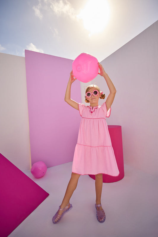 Positano Dress | Pink Embroidery