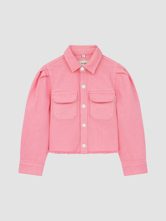 Girls Simona Denim Top | Flamingo