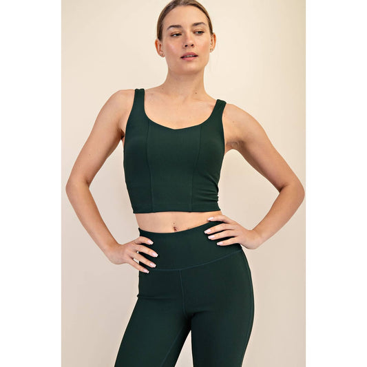 Nylon Rib V Neck Tank | Regency Green