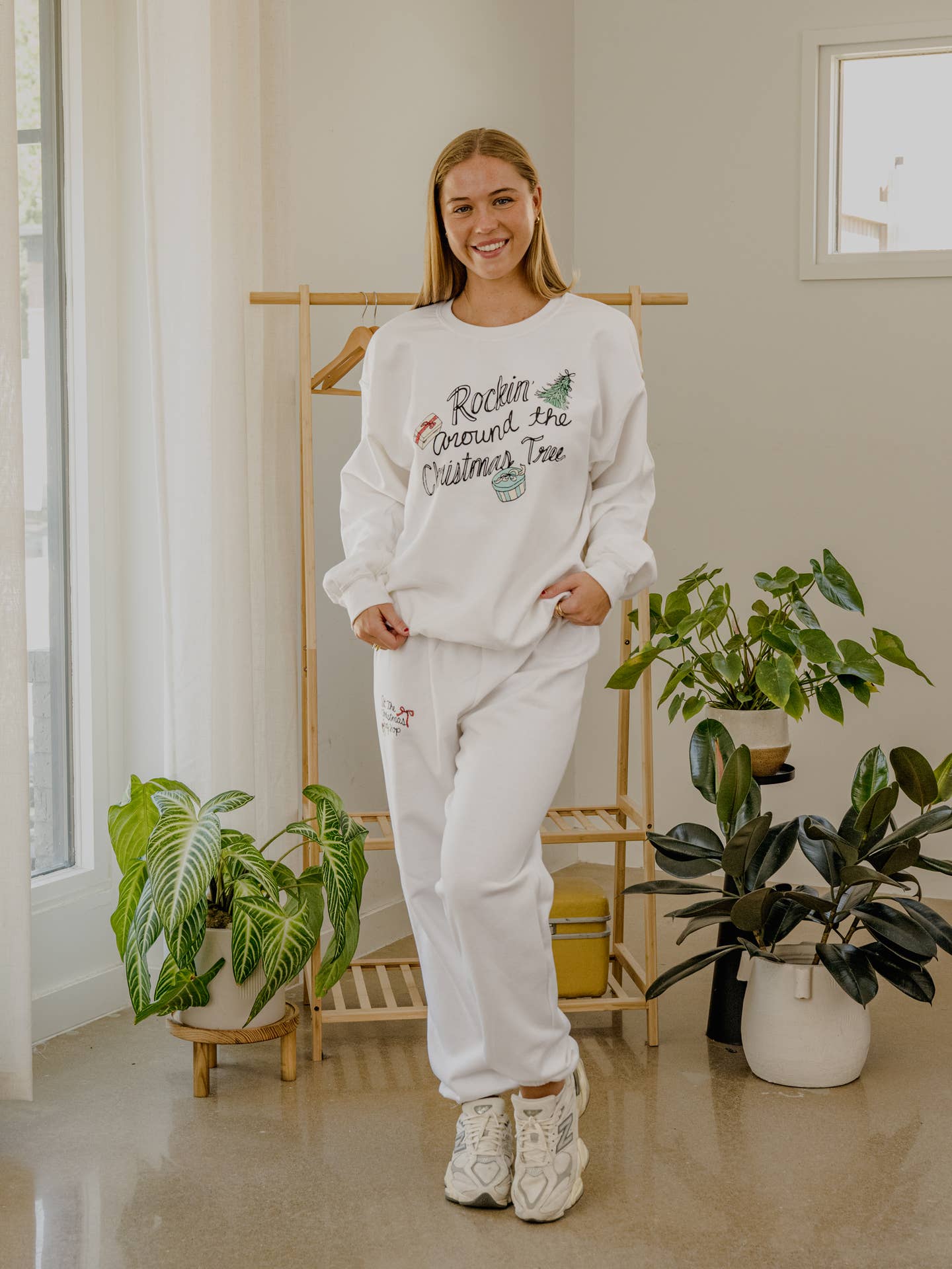 At the Christmas Party Hop White Jogger Sweatpants