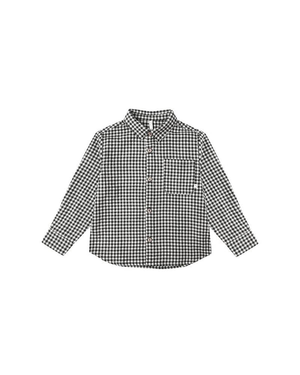 COLLARED LONG SLEEVE SHIRT || BLACK GINGHAM