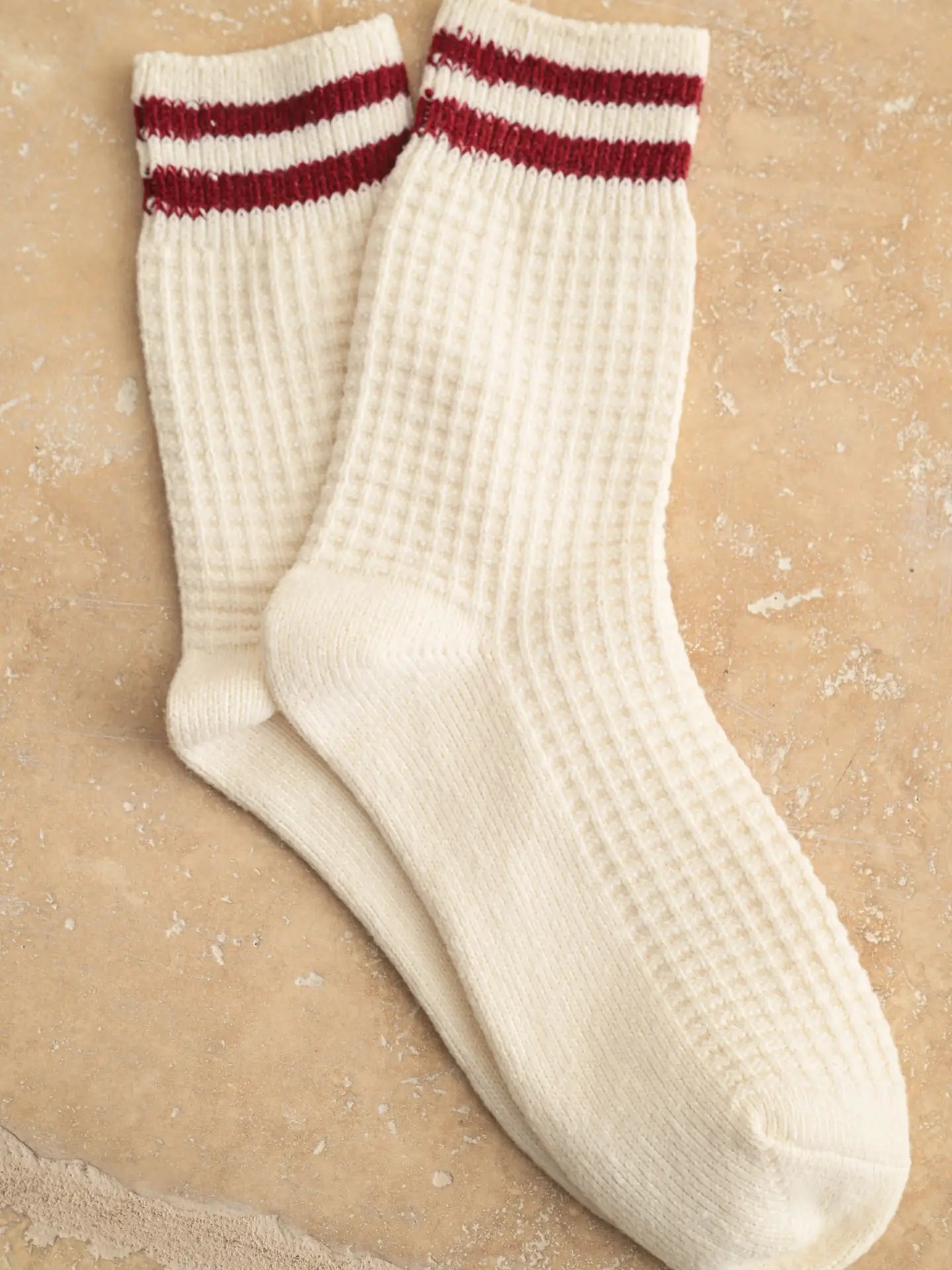 Waffle Pattern Striped Socks