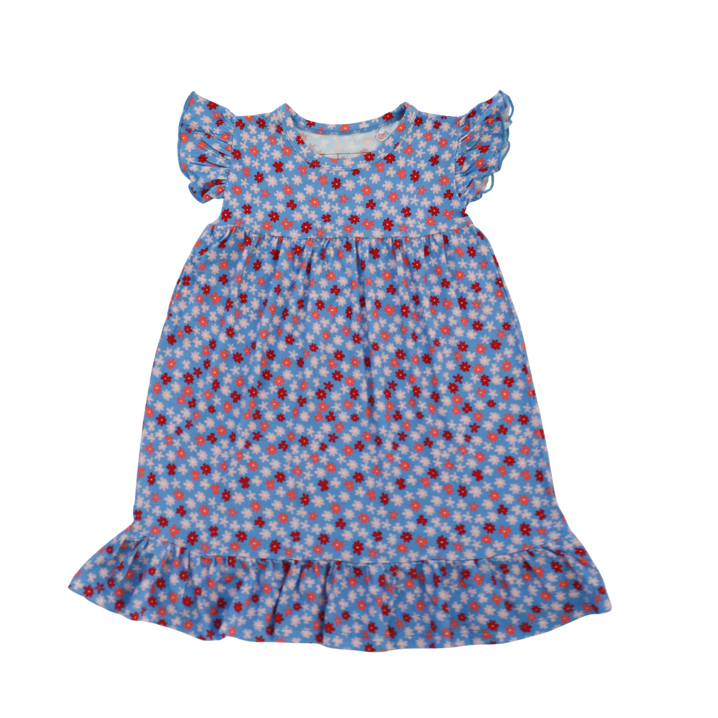 Girls Ruffle Sleep Gown | Blue Ditsy Floral