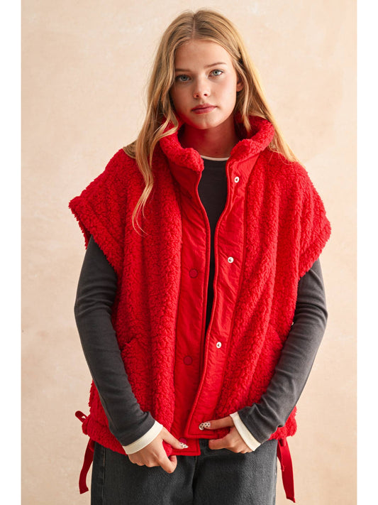 Teddy Fabric Vest | Red