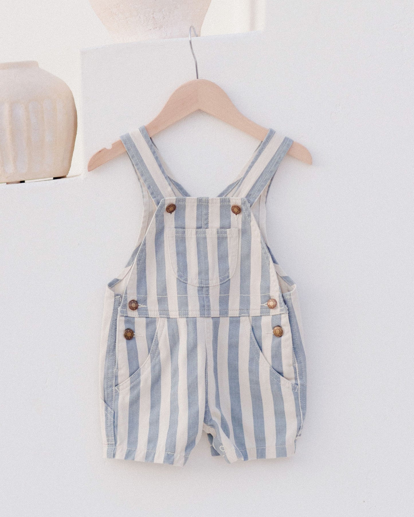 DENIM SHORTALLS || OCEAN STRIPE