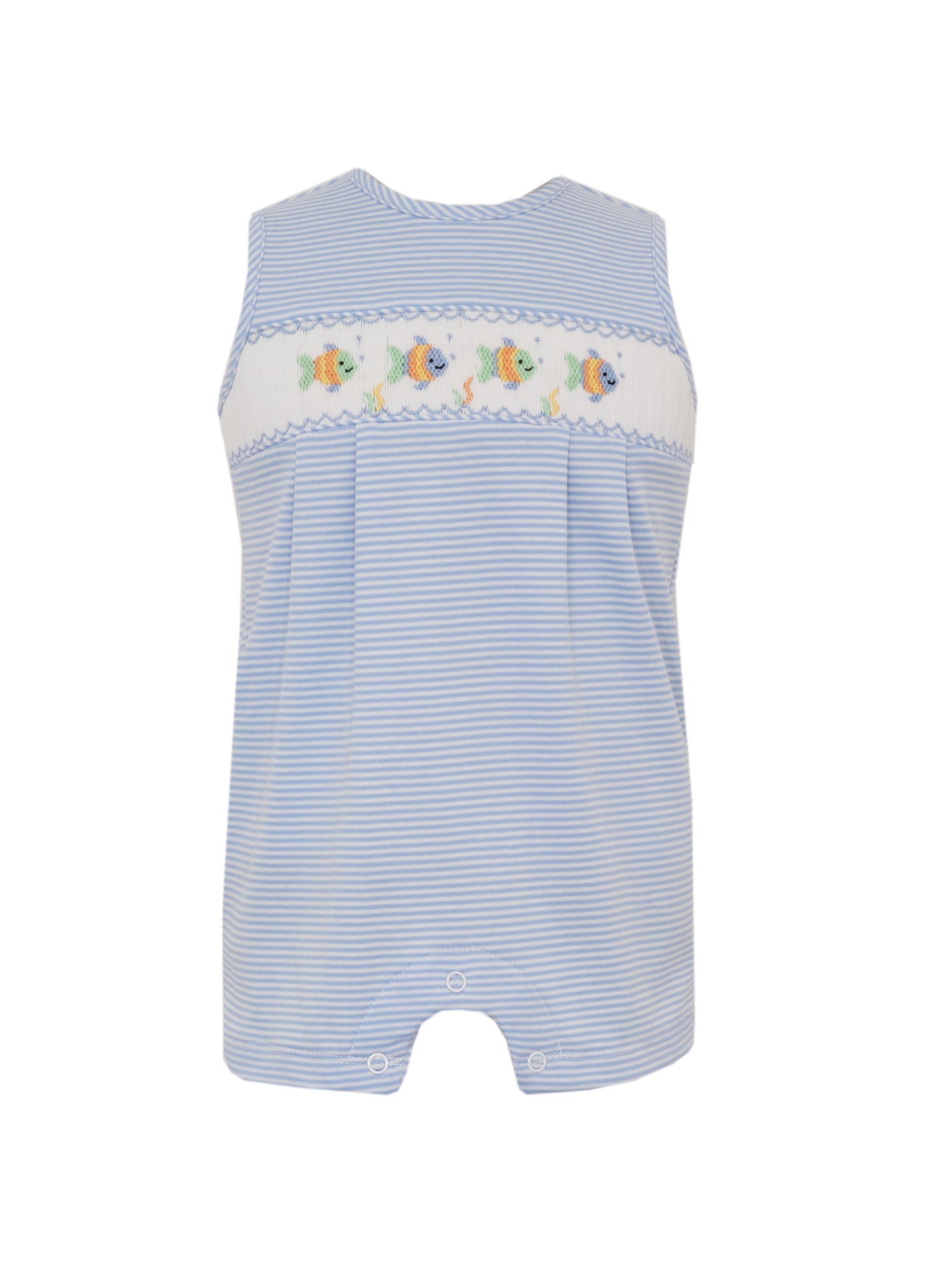 Blue Stripe Knit Jon Jon | Smocked Fish