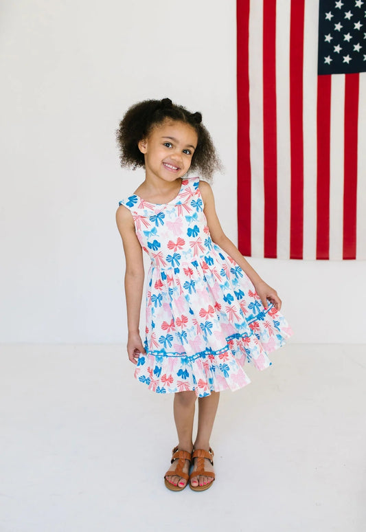 Lara Poplin Dress | Patriotic Bows