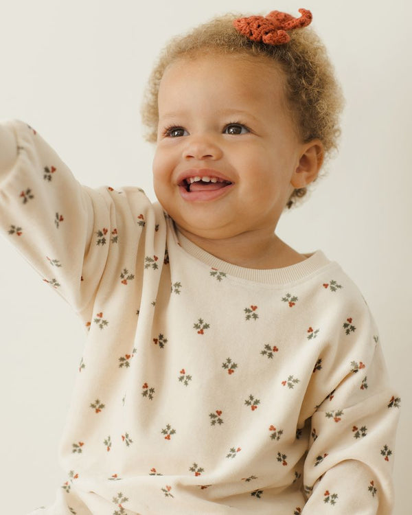 VELOUR RELAXED SWEATSHIRT || HOLLY BERRY