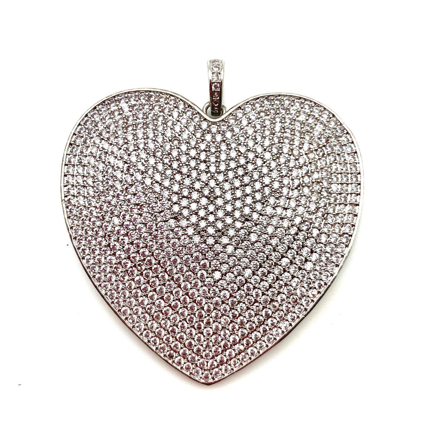 2.75" Pavé Heart Pendant Charm | Gold, Silver or Gunmetal