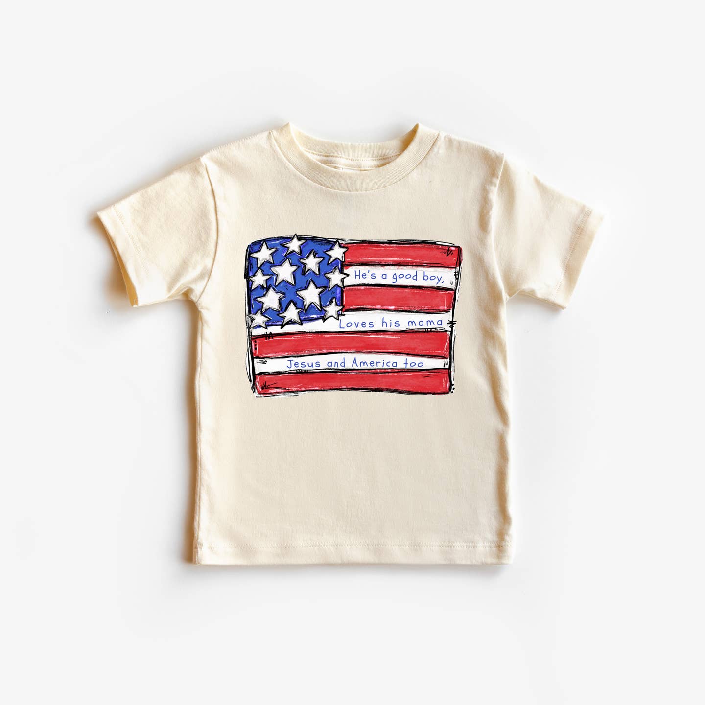 Good Boy Loves Jesus and America Too T-Shirt | Natural