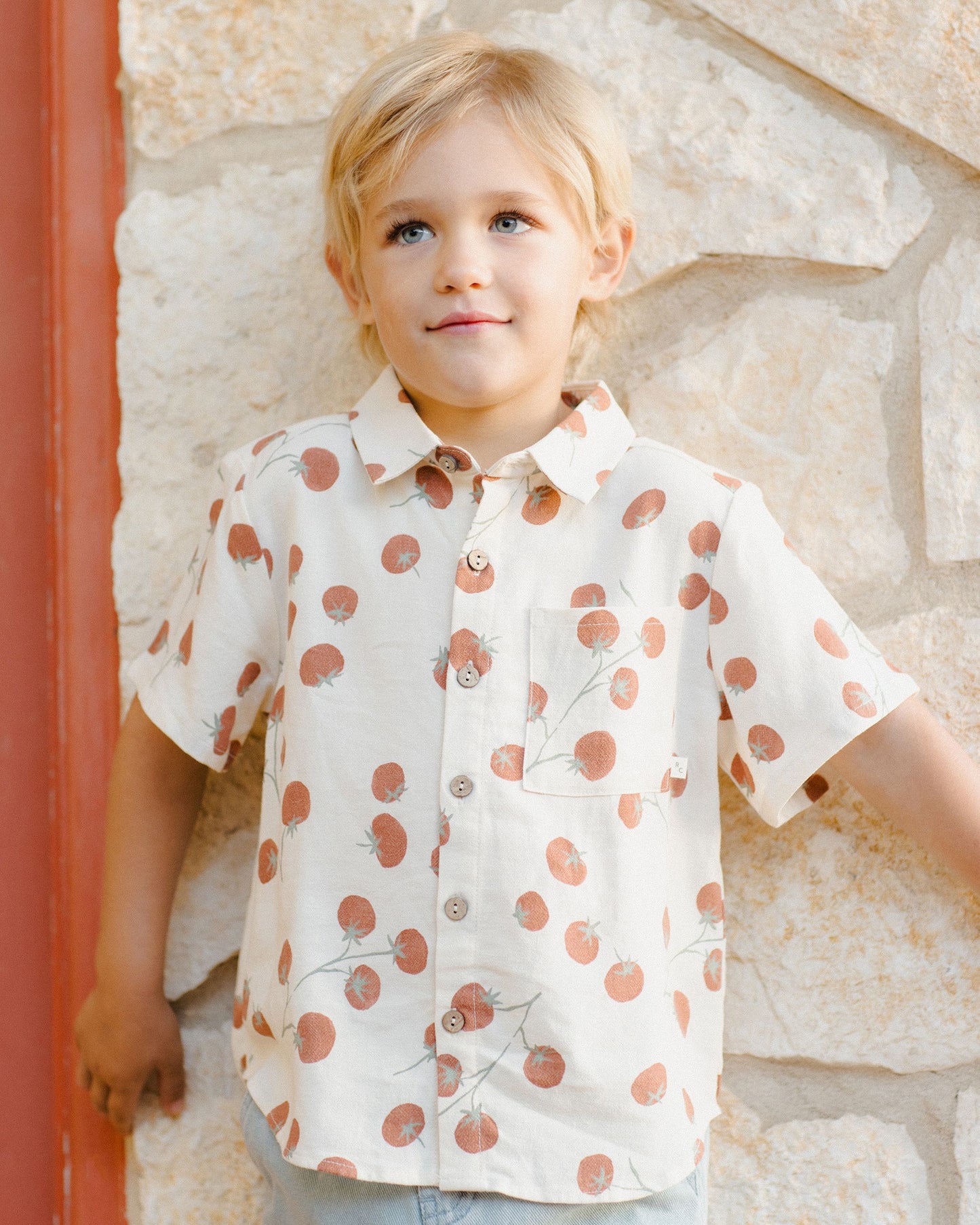 COLLARED SHORT SLEEVE SHIRT || TOMATOES