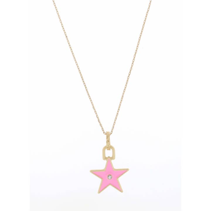 Kids Pink Enamel start necklace