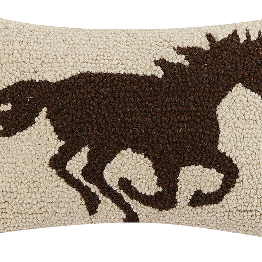 Racehorse Brown Silhouette Hook Pillow