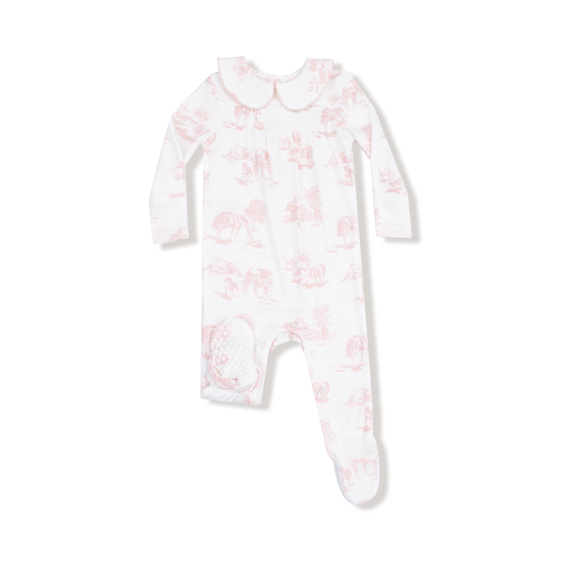 Peter Pan 2 Way Zipper Footie | Farm Toile Pink